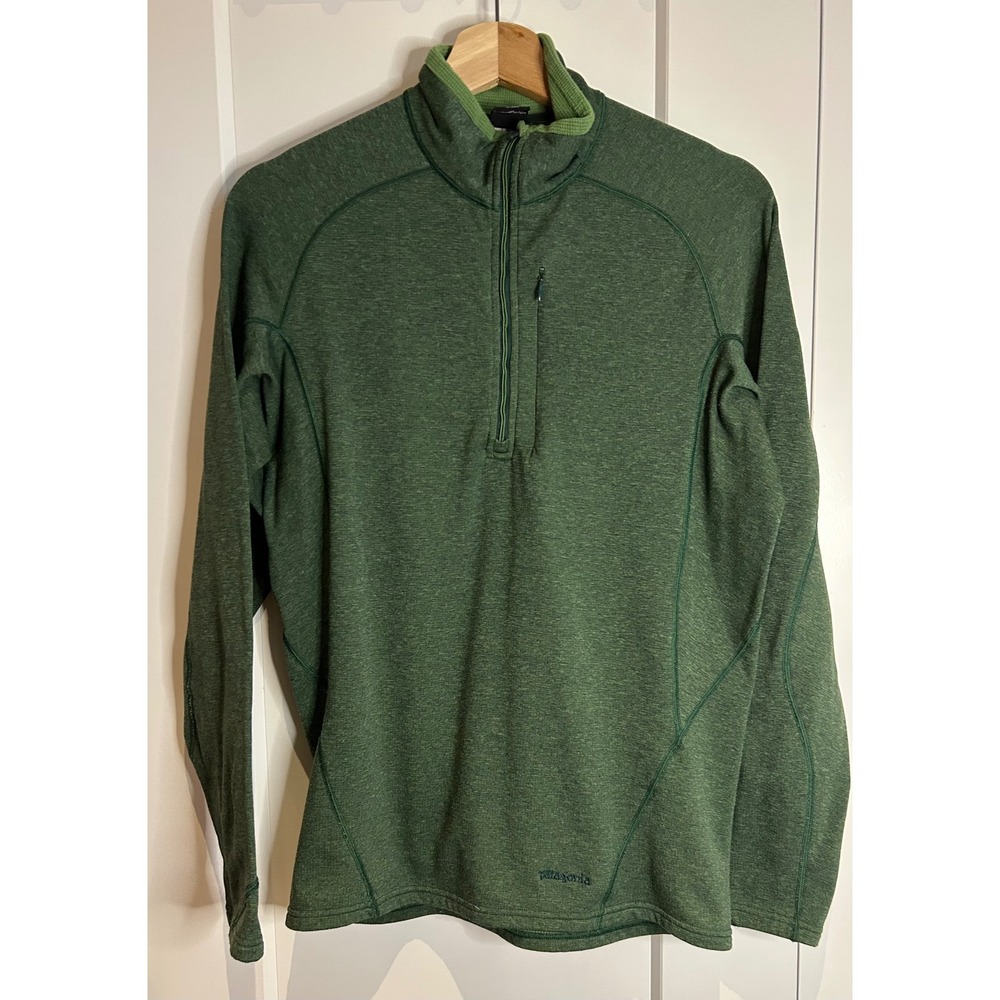 Patagonia Capilene Thermal Weight 1/4 Zip Pullover Mens Medium Green Heather
